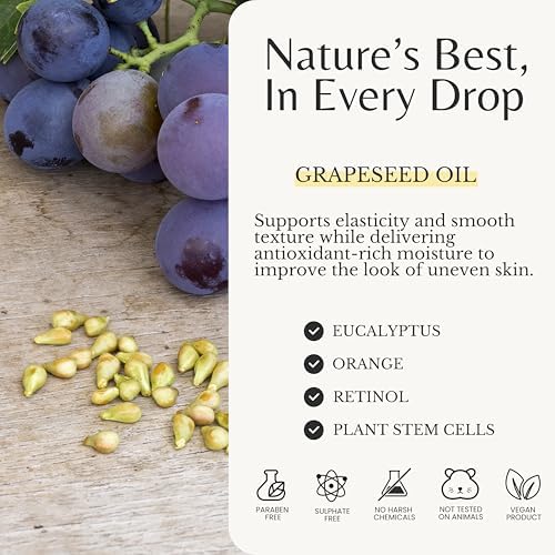 Aceite de Masaje Anticelulitis EDENIKA BOTANICALS, con Aceite de Semilla de Uva, Cafeína, Células Madre Vegetales y Retinol, 8 Fl Oz - imagen 4