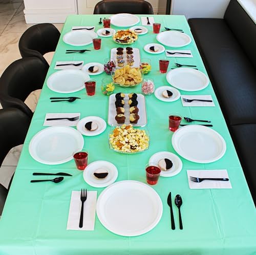 Platos de Plástico Blancos Blue Sky de 9 Pulgadas - [100 Piezas] Desechables, Apto para Microondas, Ideales para Fiestas, Bodas y Uso Diario - imagen 3