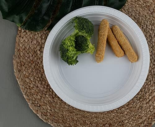 Platos de Plástico Blancos Blue Sky de 9 Pulgadas - [100 Piezas] Desechables, Apto para Microondas, Ideales para Fiestas, Bodas y Uso Diario - imagen 4