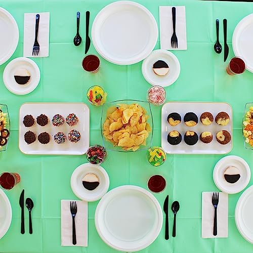 Platos de Plástico Blancos Blue Sky de 9 Pulgadas - [100 Piezas] Desechables, Apto para Microondas, Ideales para Fiestas, Bodas y Uso Diario - imagen 8