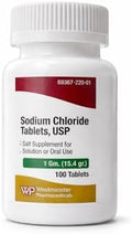 Tabletas de Cloruro de Sodio USP Westminster Pharmaceuticals, 1 Gramo, 100 Contenidos, Suplemento de Sal para Solución o Uso Oral, Previene Calambres - imagen 1
