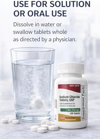 Tabletas de Cloruro de Sodio USP Westminster Pharmaceuticals, 1 Gramo, 100 Contenidos, Suplemento de Sal para Solución o Uso Oral, Previene Calambres - imagen 6