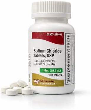 Tabletas de Cloruro de Sodio USP Westminster Pharmaceuticals, 1 Gramo, 100 Contenidos, Suplemento de Sal para Solución o Uso Oral, Previene Calambres - imagen 7