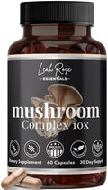 Suplemento Complejo de Hongos Leah Rose Essentials 10 en 1 - Melena de León, Cordyceps, Reishi, Cola de Pavo, Chaga y Más - Apoyo Cerebral, Energía e - imagen 1