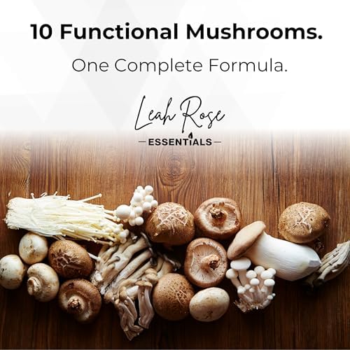 Suplemento Complejo de Hongos Leah Rose Essentials 10 en 1 - Melena de León, Cordyceps, Reishi, Cola de Pavo, Chaga y Más - Apoyo Cerebral, Energía e - imagen 7