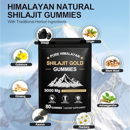Gomitas de Shilajit | Gomitas Shilajit Gold para Hombres y Mujeres | Ricas en Ashwagandha y Gokshura | Ácido Fulvico y 85+ Minerales | Sin Azúcar - imagen 3
