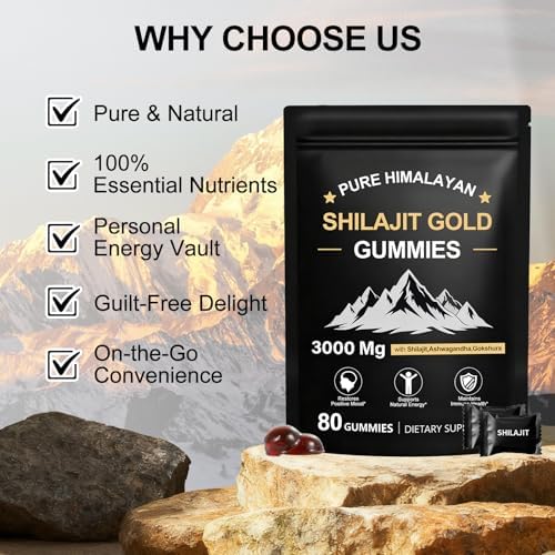 Gomitas de Shilajit | Gomitas Shilajit Gold para Hombres y Mujeres | Ricas en Ashwagandha y Gokshura | Ácido Fulvico y 85+ Minerales | Sin Azúcar - imagen 5