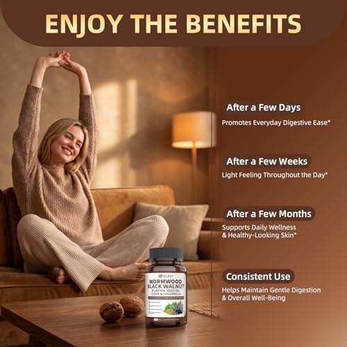 Limpieza de Parásitos con Ajenjo, Nogal Negro y Clavo para Humanos – Detox Natural del Intestino y Salud Digestiva con Semillas de Calabaza, Ajo, - imagen 7