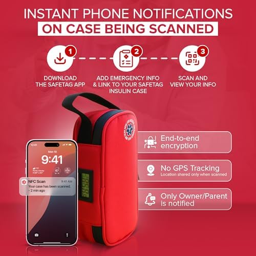 Maletín Portátil para Insulina SafeTag 24h con Termómetro, Información de Emergencia NFC, Paquete de Hielo y Almacenamiento Aislado para Medicamentos - imagen 6