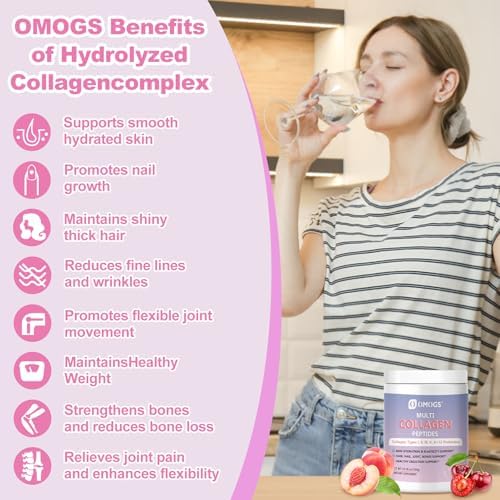 Polvo de Péptidos de Colágeno Hidrolizado OMOGS con Prebióticos, Vitamina C y Extracto de Arándano, Apoya Salud de Cabello, Piel, Uñas, Huesos y - imagen 5