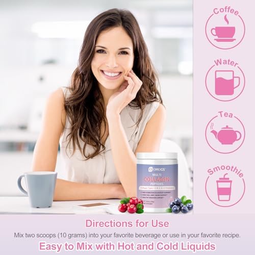 Polvo de Péptidos de Colágeno Hidrolizado OMOGS con Prebióticos, Vitamina C y Extracto de Arándano, Apoya Salud de Cabello, Piel, Uñas, Huesos y - imagen 6