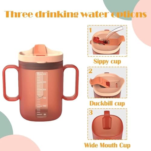 Tazas Antideslizantes JFGLORIX para Adultos y Personas Mayores - 10.2oz (300ml) con 2 Asas y Tapa con Popote, Ideal para Pacientes y Mujeres - imagen 2