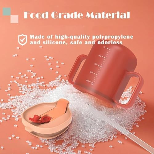Tazas Antideslizantes JFGLORIX para Adultos y Personas Mayores - 10.2oz (300ml) con 2 Asas y Tapa con Popote, Ideal para Pacientes y Mujeres - imagen 5