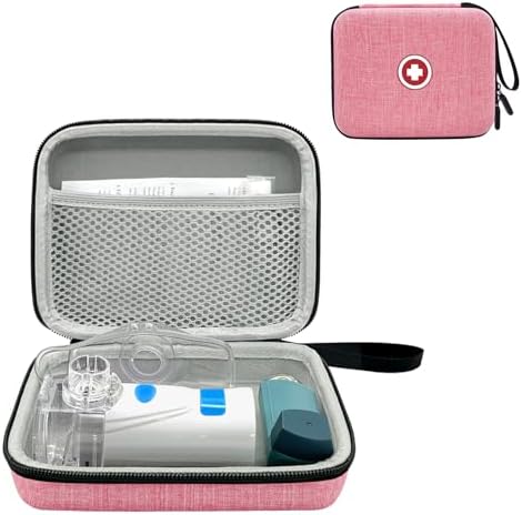 Funda Klawdsky para Nebulizador Portátil, Bolsa Médica de Viaje, Maletín Duro para Inhalador y Espaciador (Solo Bolsa) (Rosa) - imagen 1
