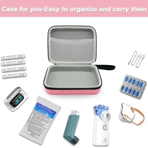 Funda Klawdsky para Nebulizador Portátil, Bolsa Médica de Viaje, Maletín Duro para Inhalador y Espaciador (Solo Bolsa) (Rosa) - imagen 2