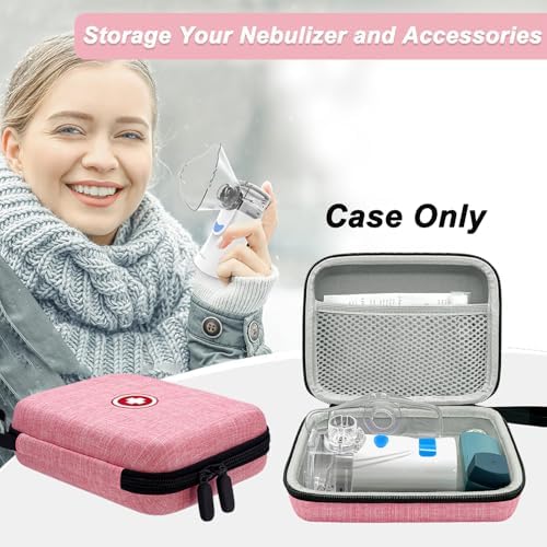 Funda Klawdsky para Nebulizador Portátil, Bolsa Médica de Viaje, Maletín Duro para Inhalador y Espaciador (Solo Bolsa) (Rosa) - imagen 3