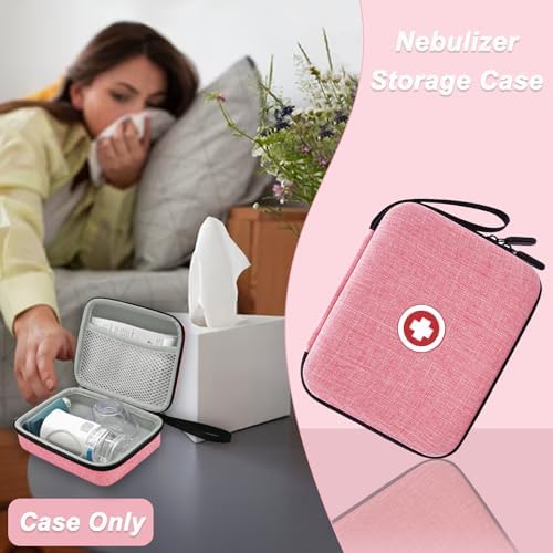 Funda Klawdsky para Nebulizador Portátil, Bolsa Médica de Viaje, Maletín Duro para Inhalador y Espaciador (Solo Bolsa) (Rosa) - imagen 4