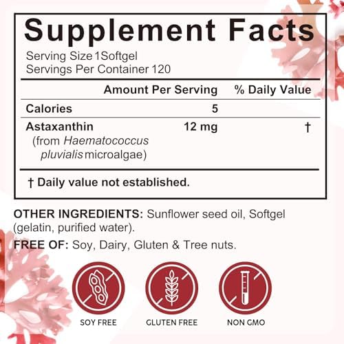KITNOBLIS Astaxantina 12mg, 120 Cápsulas Blandas – Suministro para 4 Meses, Apoya la Salud de Piel, Articulaciones y Ojos - imagen 8