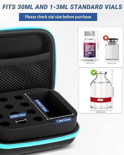 Estuche para Péptidos de 13 Ranuras, Soporte para Viales de Agua BAC de 30ml y 3ml, Ideal para Refrigerador y Viajes, Solo Estuche - imagen 5