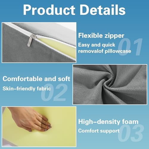 Cojín en Cuña Pequeño BALAPET para Dormir de Lado, Almohada de Espuma Premium para Elevación de Piernas y Yoga, Reduce el Dolor de Espalda - imagen 3