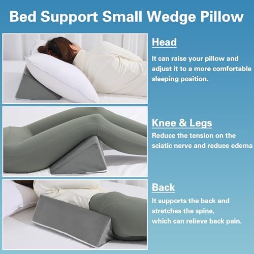 Cojín en Cuña Pequeño BALAPET para Dormir de Lado, Almohada de Espuma Premium para Elevación de Piernas y Yoga, Reduce el Dolor de Espalda - imagen 6