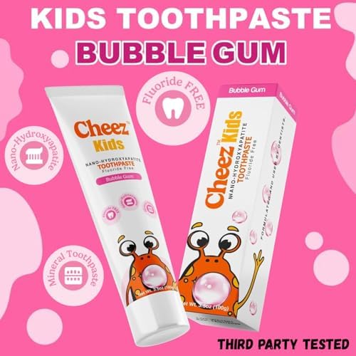 Pasta de Dientes para Niños Sin Flúor con Nano Hidroxiapatita y Xilitol, Segura para Tragar, Sin SLS, Cuidado Suave del Esmalte, Sabor Chicle - imagen 4