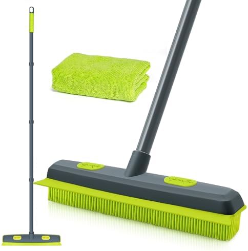 Escoba para Remoción de Pelo de Mascota TidyBliss, 57.5 pulgadas, Cepillo de Goma con Raspador de Silicón, Herramienta para Limpiar Alfombra, Azulejo - imagen 7