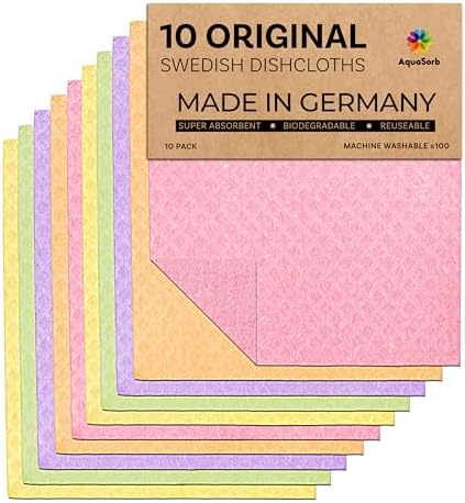 Paquete de 10 Paños de Cocina Aquasorb – Paños Suecos Reutilizables, Sin Olores, Certificados OEKO-TEX, Ecológicos - imagen 1