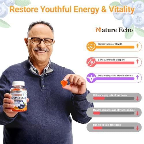 Gomitas Nature Echo® CoQ10 100mg, Suplemento con Vitamina D3 y K2, Sabor Arándano, Sin Azúcar, Salud Cardiaca y Soporte Óseo, Veganas, No GMO, 60 - imagen 3