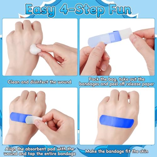 180 Piezas de Curitas para Niños, Vendajes Adhesivos Coloridos y Flexibles, 10 Colores Neón, Impermeables y Transpirables, 2.83'' x 0.75'' - imagen 4