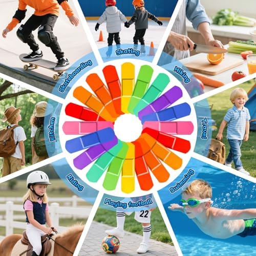 180 Piezas de Curitas para Niños, Vendajes Adhesivos Coloridos y Flexibles, 10 Colores Neón, Impermeables y Transpirables, 2.83'' x 0.75'' - imagen 7