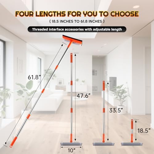 Limpiaparabrisas PuraKleen con Polo de Acero Inoxidable Ajustable de 62 — 2 en 1 con Esponja y Cuchilla Sin Rayas, Ideal para Ventanas de 1 Piso, - imagen 3