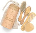 Kit de Cepillos para Bebé de Madera con Cepillo de Cabra, Cepillo para Costra, Masajeador de Cuero Cabelludo y Cepillo Suave | Set Neutro para Niños - imagen 1