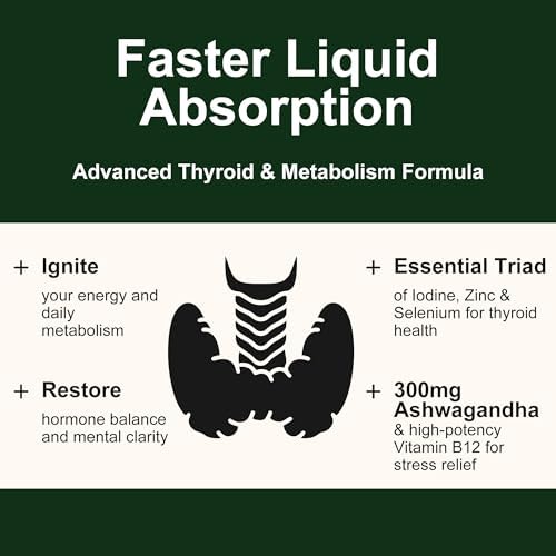 Crobirware Suplemento Líquido de Soporte para Tiroides - Aumenta Energía, Claridad Mental y Metabolismo - Con Yodo, Zinc, Selenio y Ashwagandha - - imagen 3