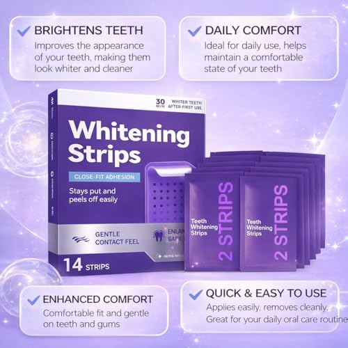 Tiras Blanqueadoras para Dientes Sensibles – Blanqueo Diario Suave, Seguras para el Esmalte y Sin Peróxido, Elimina Manchas de Café y Té, Portátiles - imagen 8
