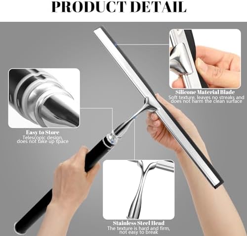Limpiador de Ducha con Mango Largo, Squeegee para Ventanas con Extensión, Ideal para Cristales, Azulejos, Autos y Pisos - imagen 5