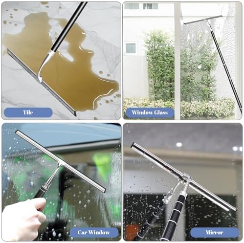 Limpiador de Ducha con Mango Largo, Squeegee para Ventanas con Extensión, Ideal para Cristales, Azulejos, Autos y Pisos - imagen 6