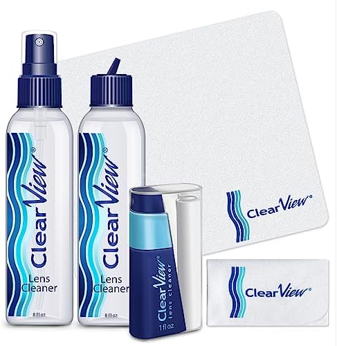 Kit de Limpiador de Lentes Clear View | 2 Botellas de 8oz, 1 Spray de Viaje (1oz), 3 Paños de Microfibra Premium | Seguro para Todos los Lentes y - imagen 1