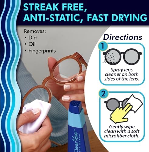 Kit de Limpiador de Lentes Clear View | 2 Botellas de 8oz, 1 Spray de Viaje (1oz), 3 Paños de Microfibra Premium | Seguro para Todos los Lentes y - imagen 3