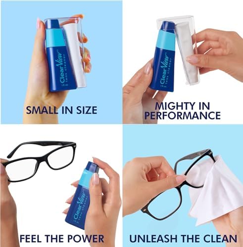 Kit de Limpiador de Lentes Clear View | 2 Botellas de 8oz, 1 Spray de Viaje (1oz), 3 Paños de Microfibra Premium | Seguro para Todos los Lentes y - imagen 7