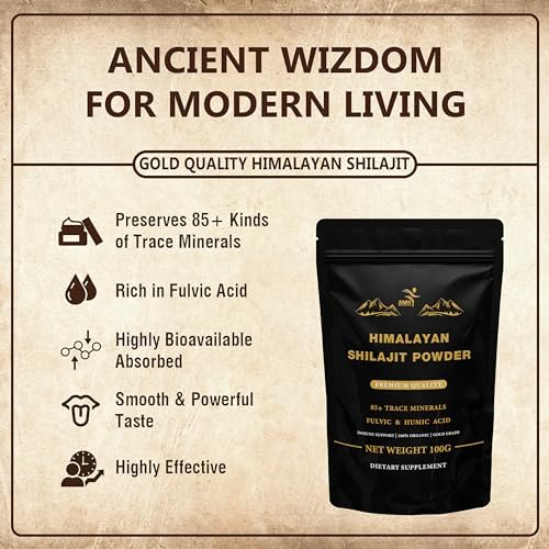 Shilajit Puro en Polvo de Himalaya - Grado Oro 100% Puro con Ácido Fúlvico y 85+ Minerales Traza para Energía y Soporte Inmunológico - 100g - imagen 4