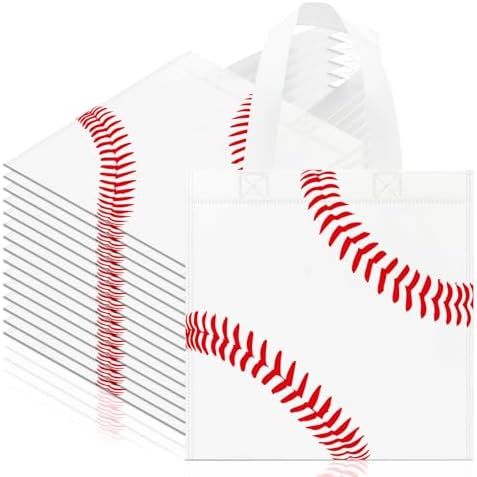 24 Piezas de Bolsas de Fiesta de Béisbol No Tejidas con Asas, Bolsas de Regalo para Fiesta Deportiva, 7.87 x 7.87 Pulgadas - imagen 1