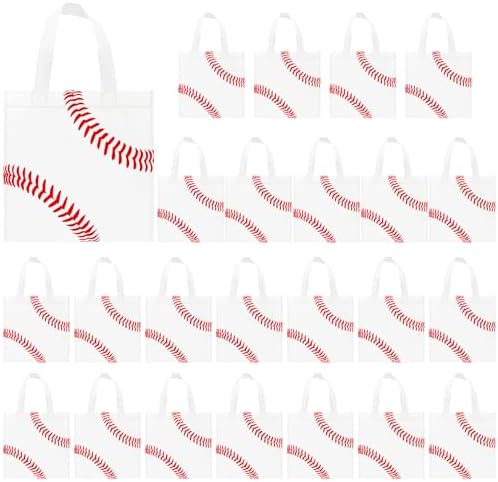 24 Piezas de Bolsas de Fiesta de Béisbol No Tejidas con Asas, Bolsas de Regalo para Fiesta Deportiva, 7.87 x 7.87 Pulgadas - imagen 2