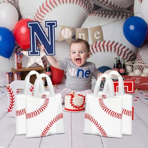 24 Piezas de Bolsas de Fiesta de Béisbol No Tejidas con Asas, Bolsas de Regalo para Fiesta Deportiva, 7.87 x 7.87 Pulgadas - imagen 7