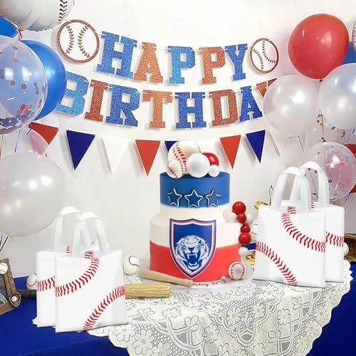 24 Piezas de Bolsas de Fiesta de Béisbol No Tejidas con Asas, Bolsas de Regalo para Fiesta Deportiva, 7.87 x 7.87 Pulgadas - imagen 8