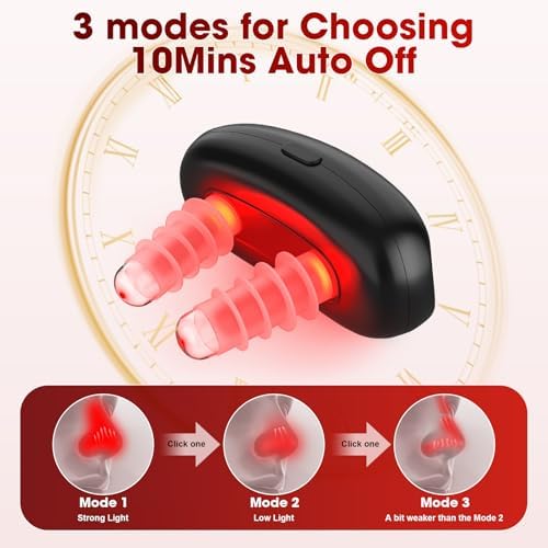Dispositivo de Terapia Nasal de Luz Roja para Alivio de Sinusitis, 650nm, Portátil con 3 Modos y Apagado Automático, Alivia Sequedad, Resfriados y - imagen 3