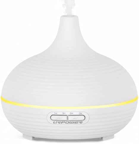 Difusor de Aceites Esenciales URPOWER 300ml para Dormitorio, Ultrasonido Silencioso, Apagado Automático, Temporizador, 7 Colores LED para Casa y - imagen 1
