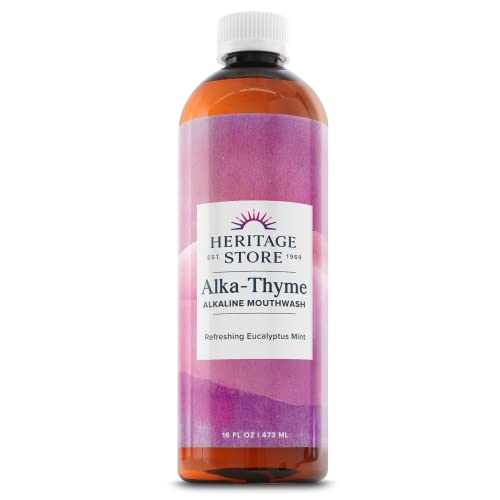 Enjuague Bucal HERITAGE STORE Alka-Thyme - Enjuague Alcalino Natural para Adultos, Refrescante Diario para Boca Seca con Timol, Aceite de Eucalipto y - imagen 1