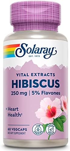 Extracto de Flor de Hibisco SOLARAY - 250 mg, Suplemento para la Salud Cardiovascular, Vegano, 60 Cápsulas Veganas, No GMO - imagen 1
