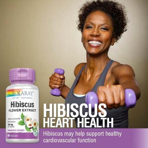 Extracto de Flor de Hibisco SOLARAY - 250 mg, Suplemento para la Salud Cardiovascular, Vegano, 60 Cápsulas Veganas, No GMO - imagen 2